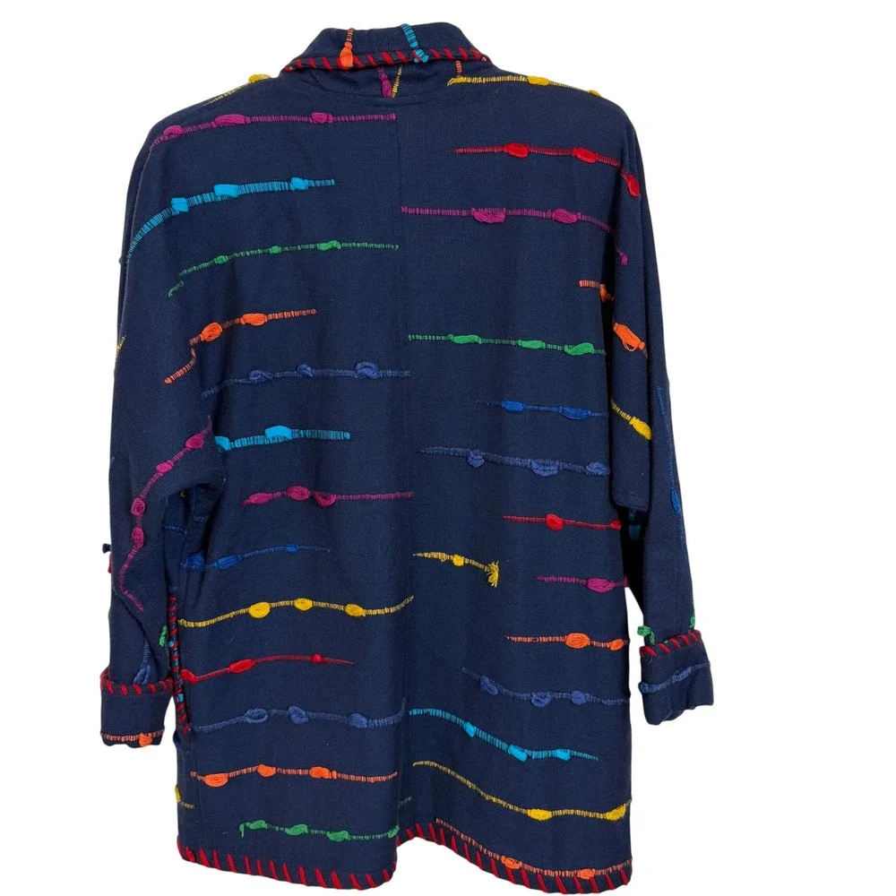 Crystal Handwovens Vintage Blazer Jacket Women's Medium Navy‎ Blue